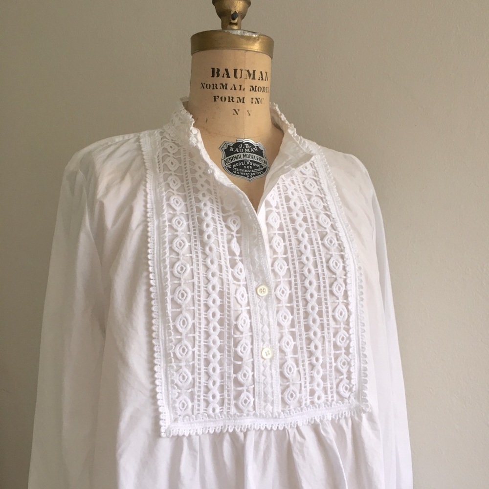Banana Republic White Cotton Victorian Blouse
